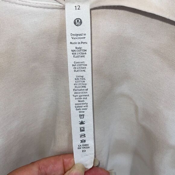 Lululemon Athletica Womens Cropped Long Sleeve Bubble Hem Hoodie Beige‎ Size 12 - Picture 9 of 11